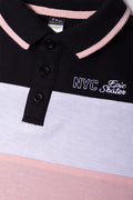 Colourblock Short Sleeve Golfer Black And Pink