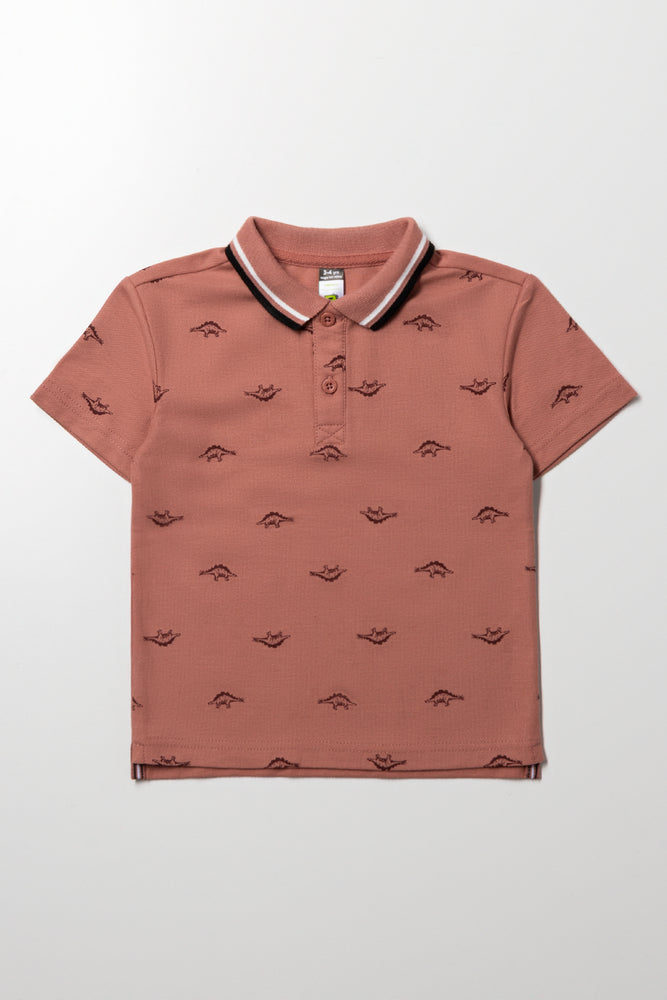 Dinosaur Short Sleeve Golfer Pink