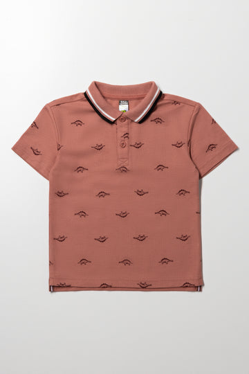 Dinosaur Short Sleeve Golfer Pink