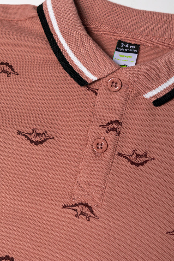 Dinosaur Short Sleeve Golfer Pink (1)