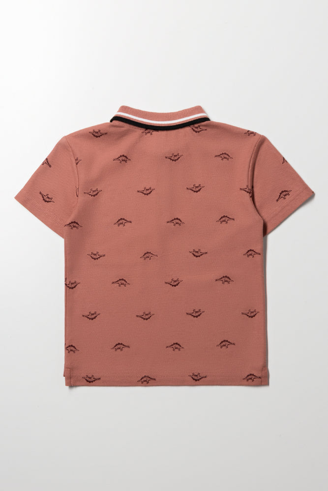 Dinosaur Short Sleeve Golfer Pink (2)