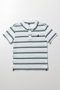 Stripe Short Sleeve Golfer Green And White