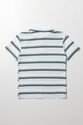 Stripe Short Sleeve Golfer Green And White (2)