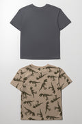 2 Pack Short Sleeve T-Shirts Grey And Natural (2)