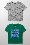 2 Pack Short Sleeve T-Shirts Green And Grey