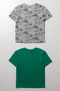 2 Pack Short Sleeve T-Shirts Green And Grey (2)