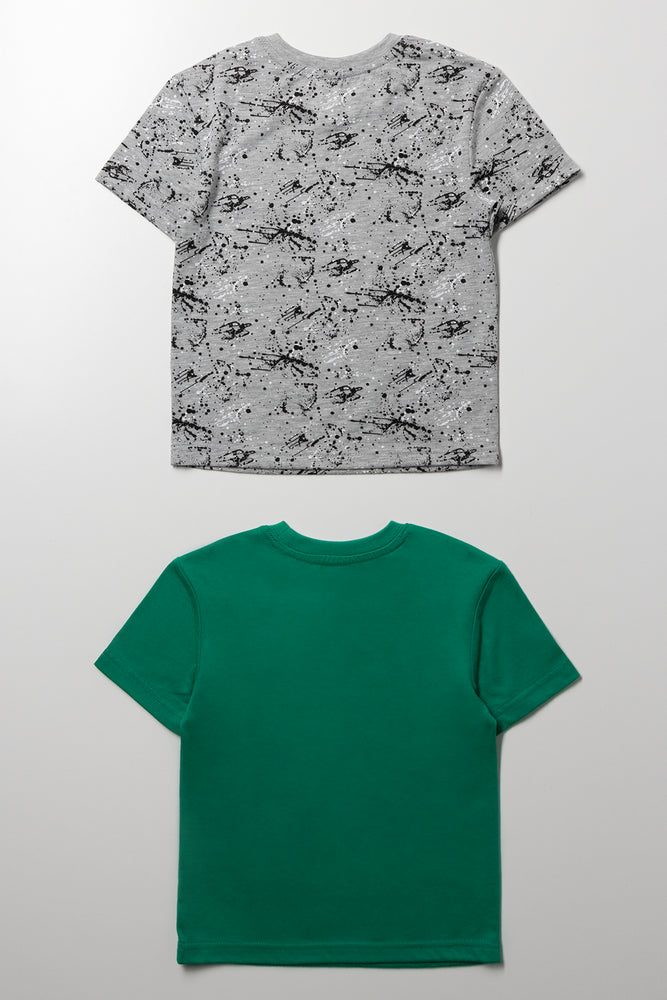 2 Pack Short Sleeve T-Shirts Green And Grey (2)