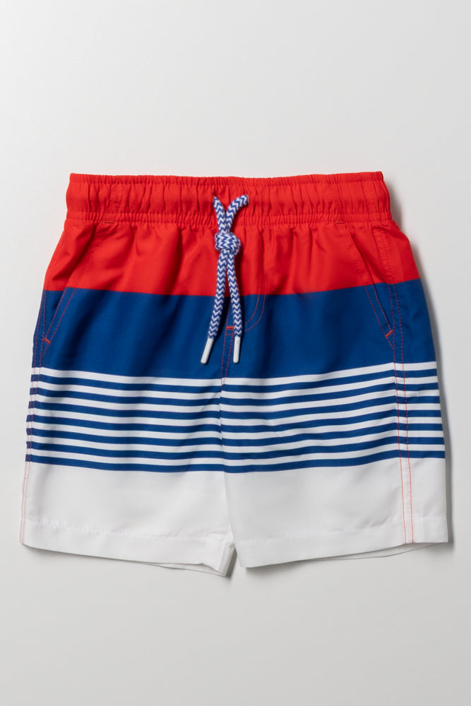 Striped Swim Shorts Red And Blue