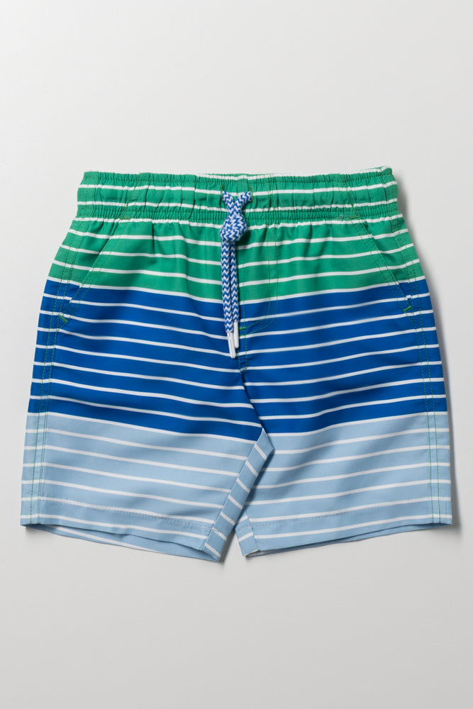 Stripe Swim Short Green And Blue