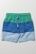 Stripe Swim Short Green And Blue