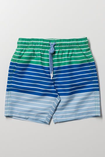 Stripe Swim Short Green And Blue
