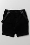 Braces Denim Shorts Black
