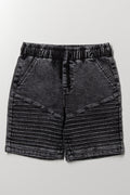 Biker Denim Shorts Black