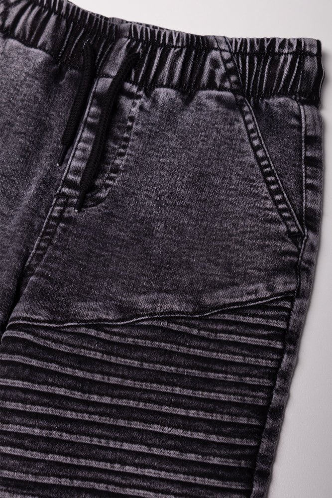 Biker Denim Shorts Black