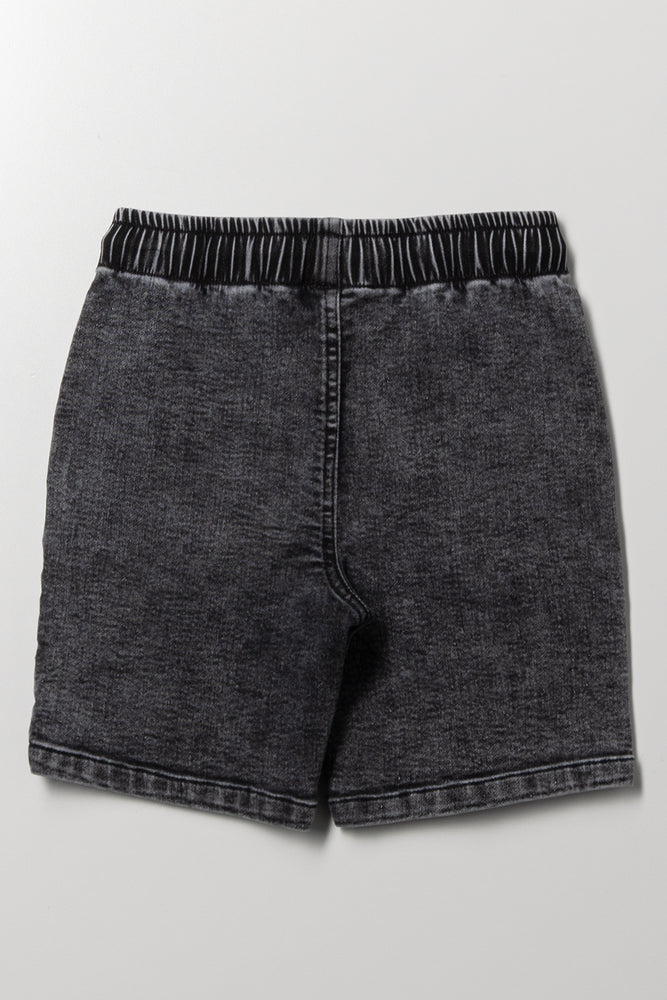 Biker Denim Shorts Black (2)
