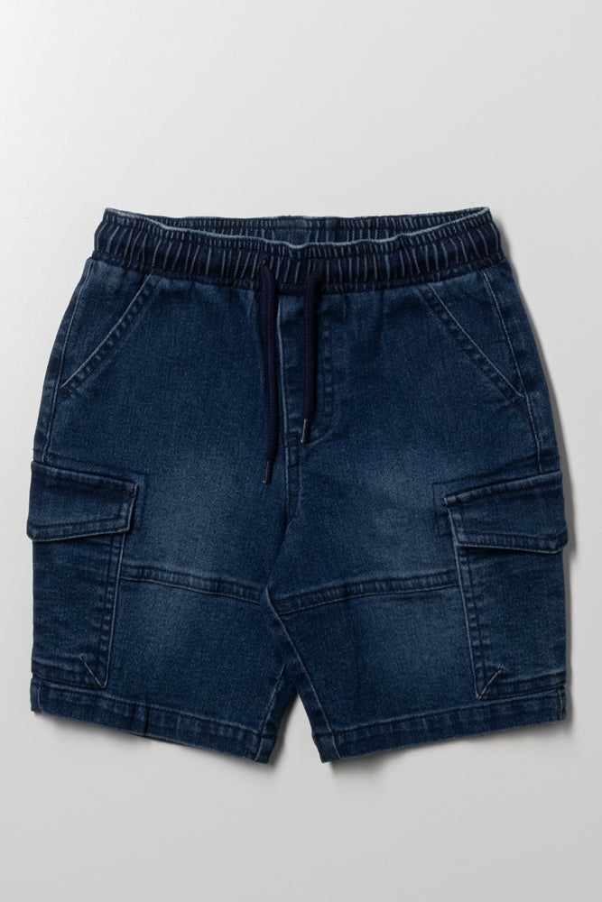 Cargo Denim Shorts Blue