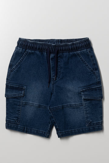 Cargo Denim Shorts Blue