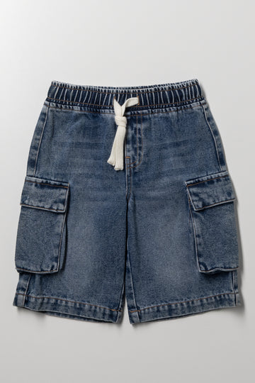 Baggy Cargo Denim Shorts Blue
