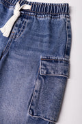 Baggy Cargo Denim Shorts Blue (1)