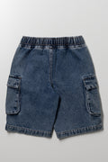 Baggy Cargo Denim Shorts Blue (2)
