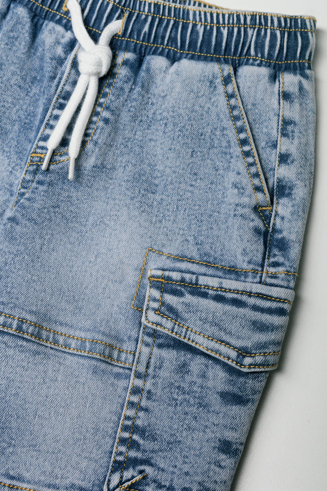 Cargo Denim Shorts Blue (1)