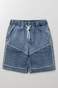 Biker Denim Shorts Blue