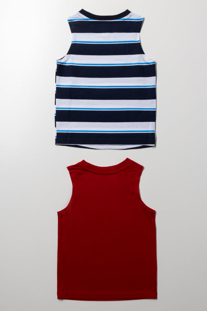 2 Pack Sleeveless T-Shirts Red And Blue (2)