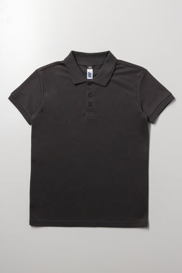 Textured Short Sleeve Golfer Dark Grey