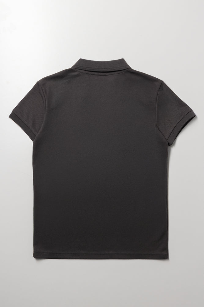 Textured Short Sleeve Golfer Dark Grey (2)