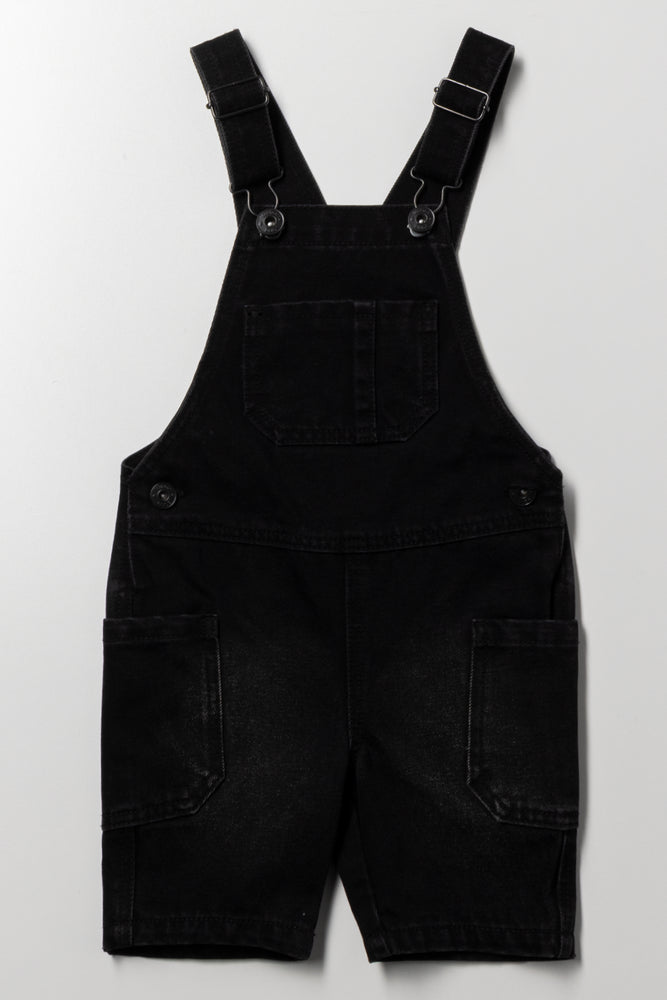 Cargo Dungaree Shorts Black