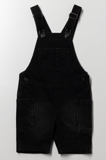 Cargo Dungaree Shorts Black