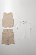 Stripe Shirt, Shorts And Waistcoat Set White And Natural (3)