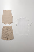Stripe Shirt, Shorts And Waistcoat Set White And Natural (4)