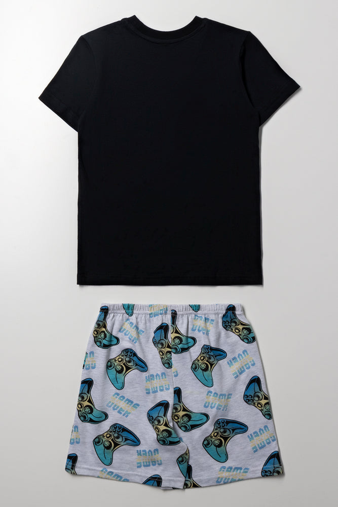 Gamer Short Sleeve Pyjama Set Black And Grey (3)