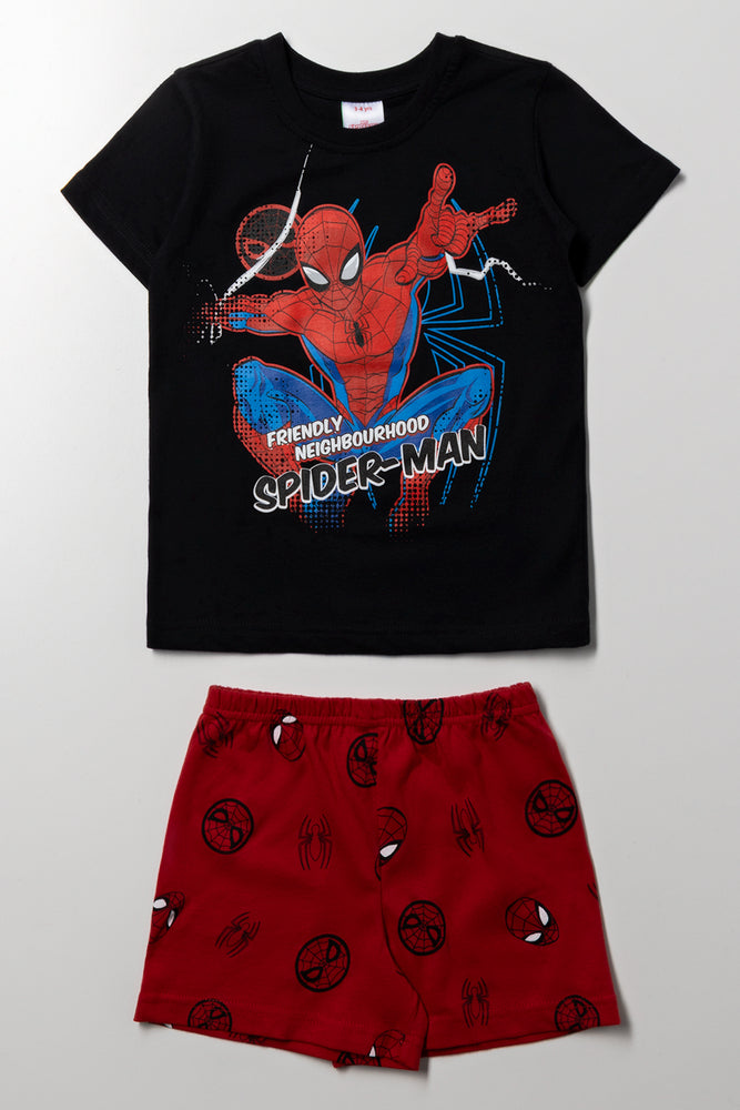 Spider-Man Short Sleeve Pyjama Set Black And Red