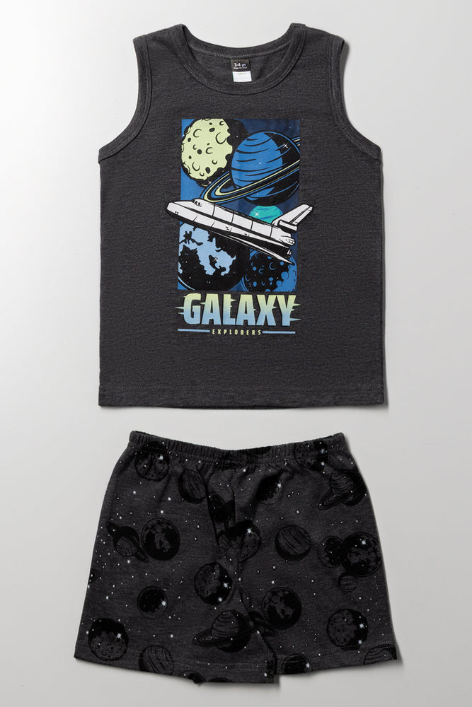 Space Sleeveless Pyjamas Dark Grey