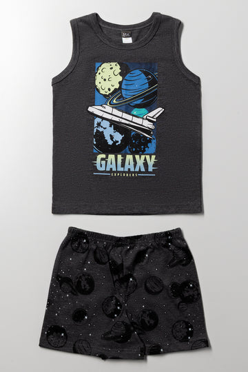 Space Sleeveless Pyjamas Dark Grey