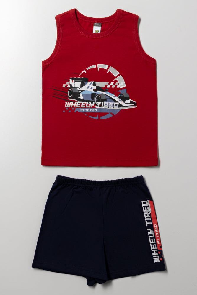 Racing Car Sleeveless Pyjamas Red