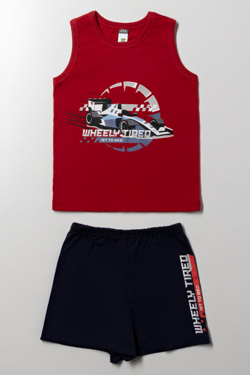 Racing Car Sleeveless Pyjamas Red