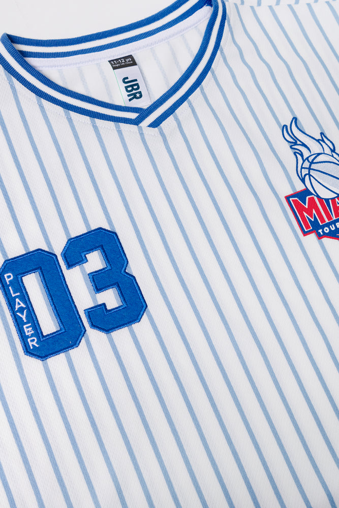 Stripe Sport Short Sleeve T-Shirt Blue