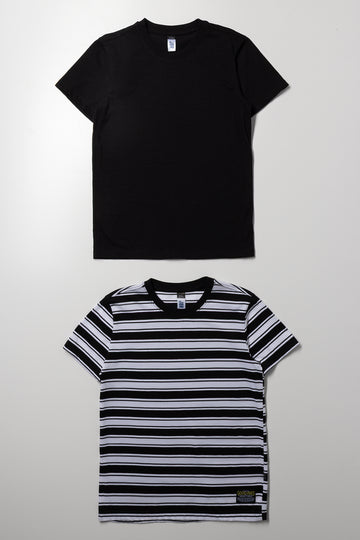 2 Pack T-Shirts Black & Stripe