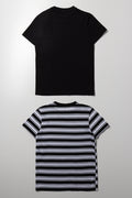 2 Pack T-Shirts Black & Stripe (2)