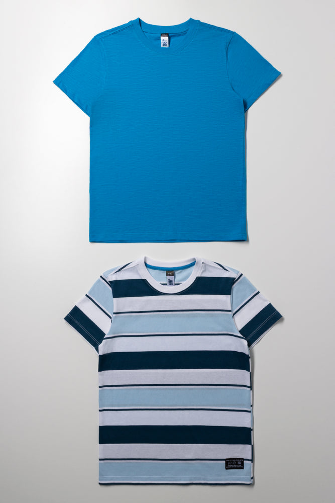 2 Pack Stripe Short Sleeve T-Shirts Blue