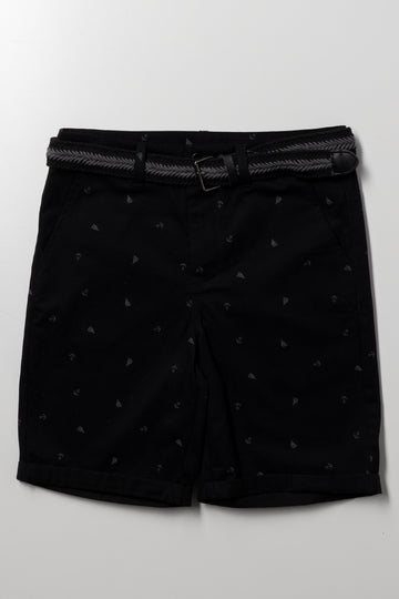 Belted Chino Shorts Black