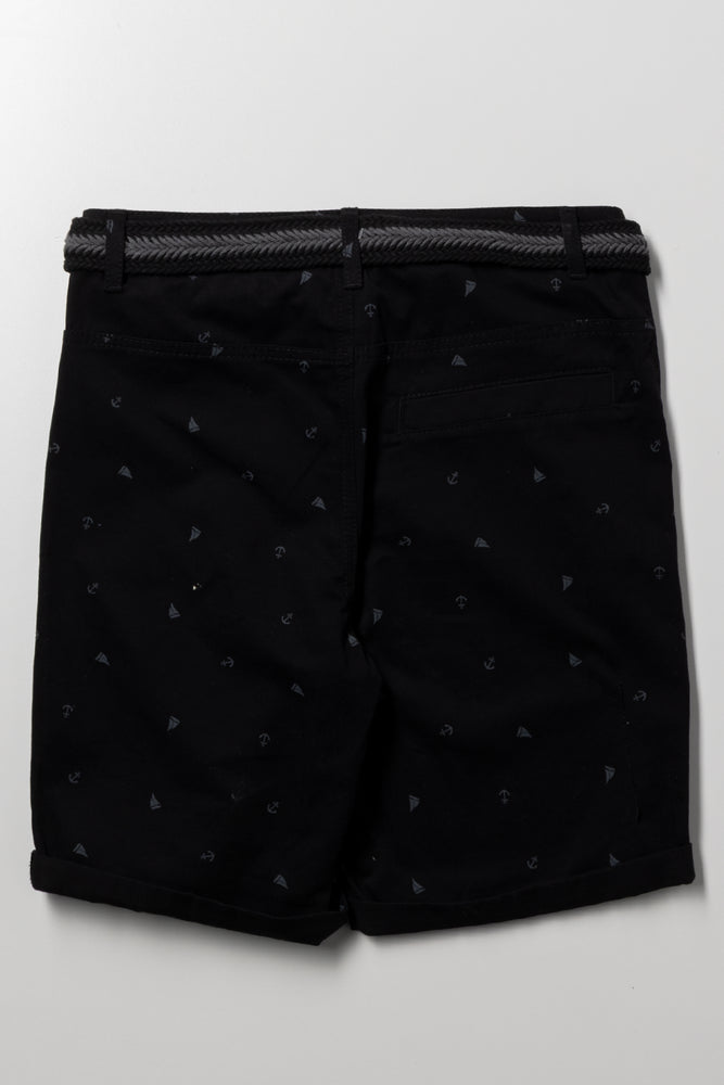 Belted Chino Shorts Black (2)