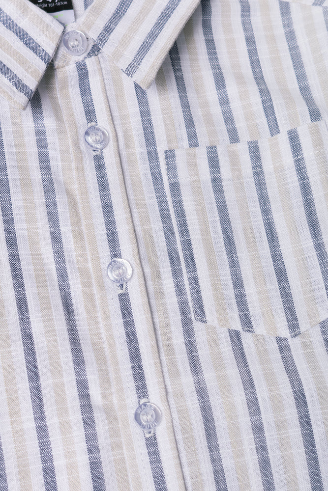 Long Sleeve Linen Blend Shirt Blue And Natural (1)