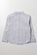 Long Sleeve Linen Blend Shirt Blue And Natural (2)