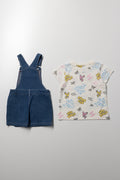 Graffiti T-Shirt And Pinni Set Blue And Cream (4)