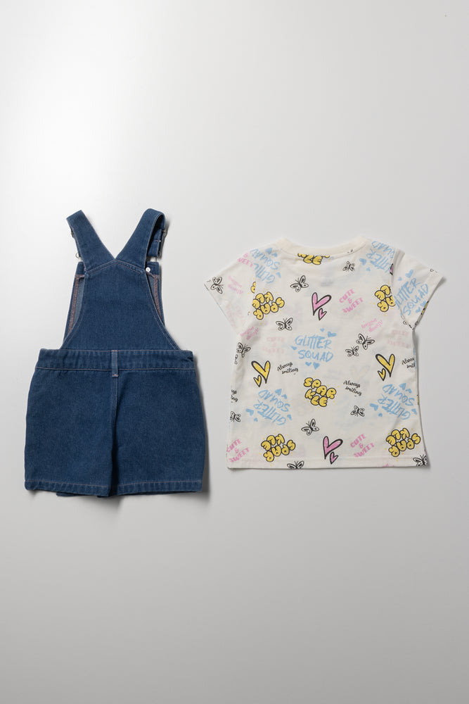 Graffiti T-Shirt And Pinni Set Blue And Cream (4)