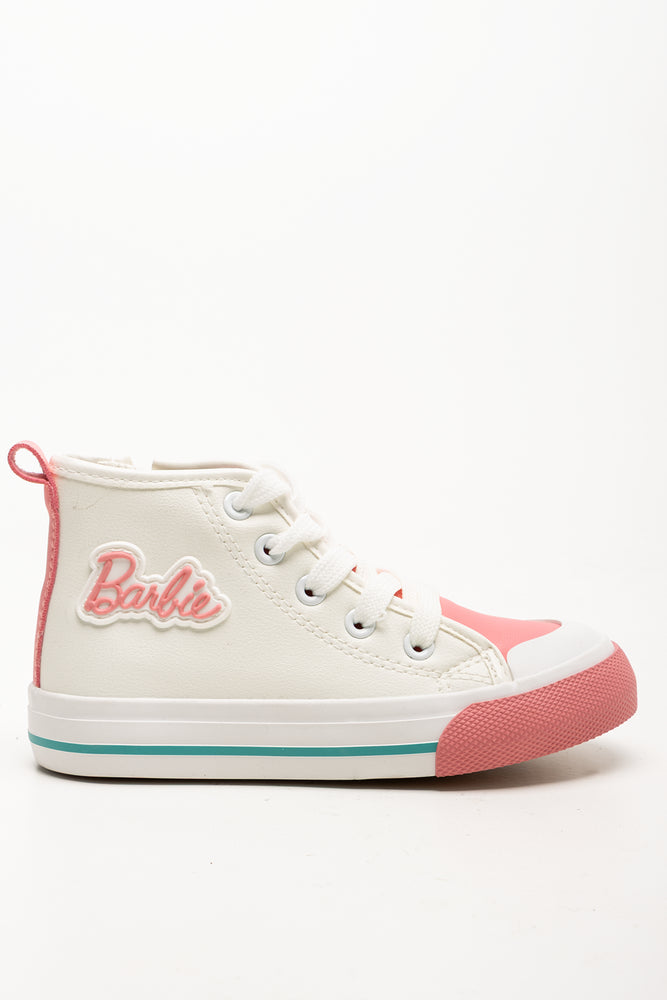Barbie High Top Sneakers White And Pink